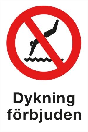 Förbudsskylt Dykning förbjuden - 10497-2